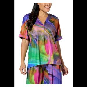 othrwis by Alana Kay V-Neck Short-Sleeve Collared Top Paradise - Regular